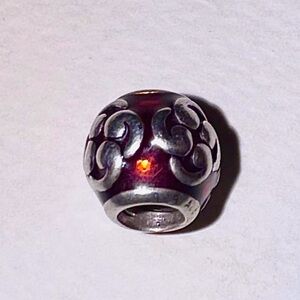 PANDORA RETIRED Zen Red Orange Enamel & sterling silver Charm